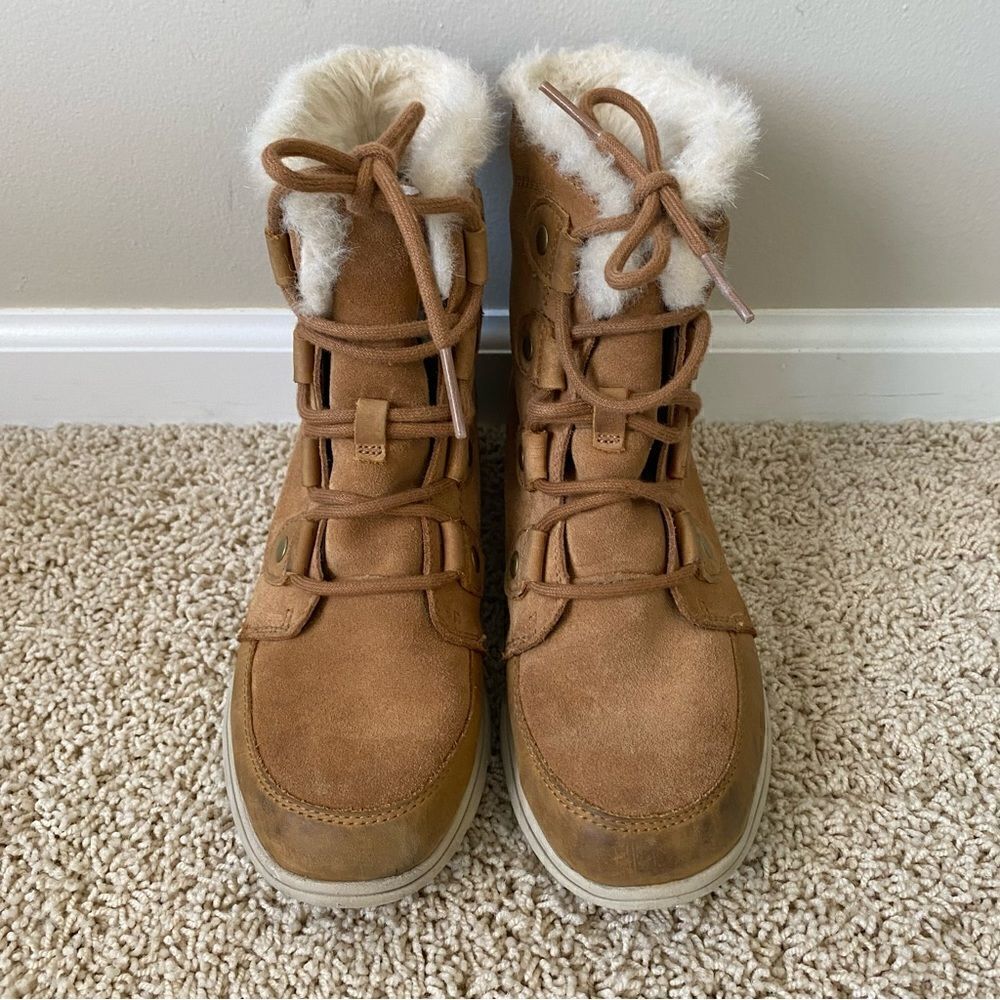 Sorel Joan Explorer Kinetic Snow Boots Camel Tan Brown 7 - Picture 2 of 5